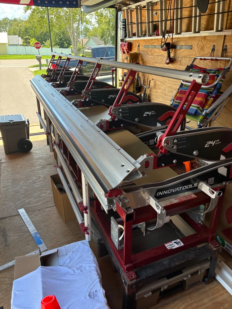 Get Gutters commercial K-style gutter machine used to form seamless gutters on-site